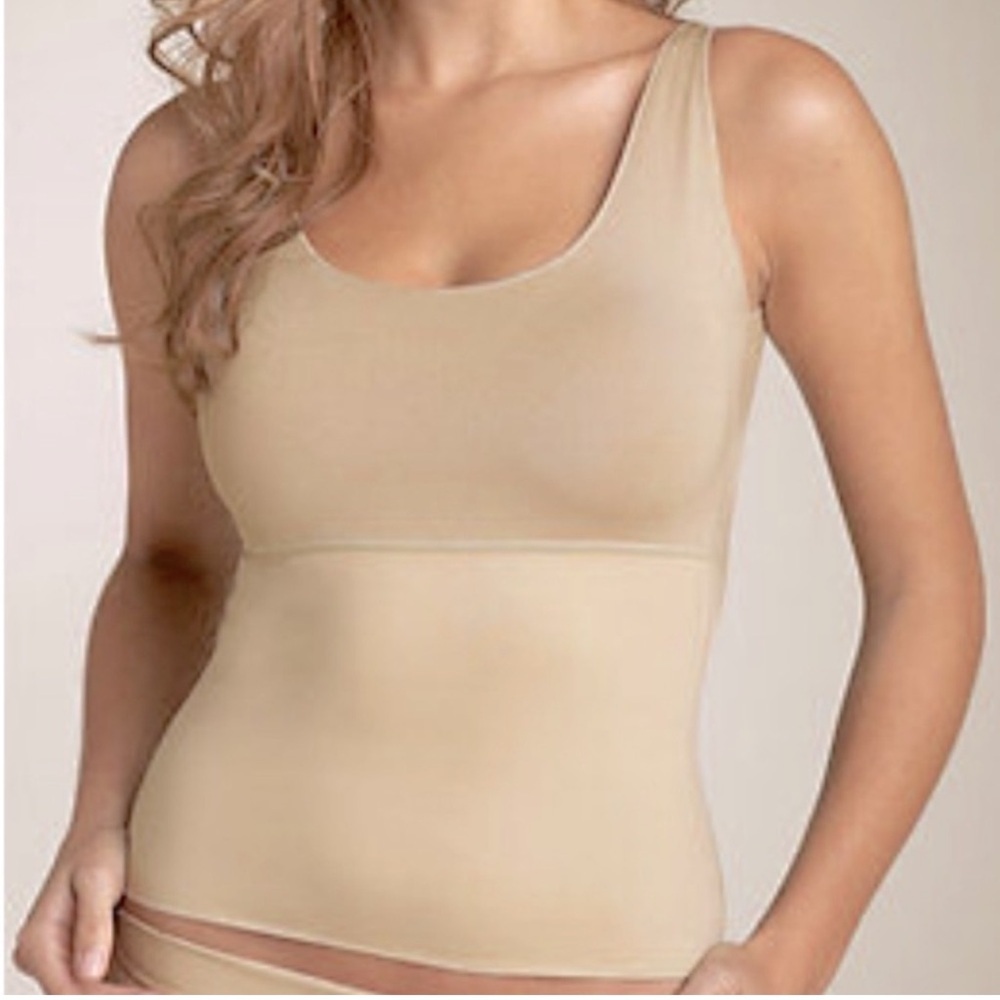 SPANX Hide& Sleek Nude Slimming Control Cami Tank Top Tan Compression Support XL
